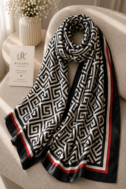 Faux Silk Geometric Print Scarf