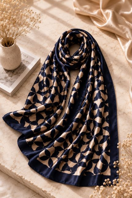 Silk-Like Geometric Printed Scarf